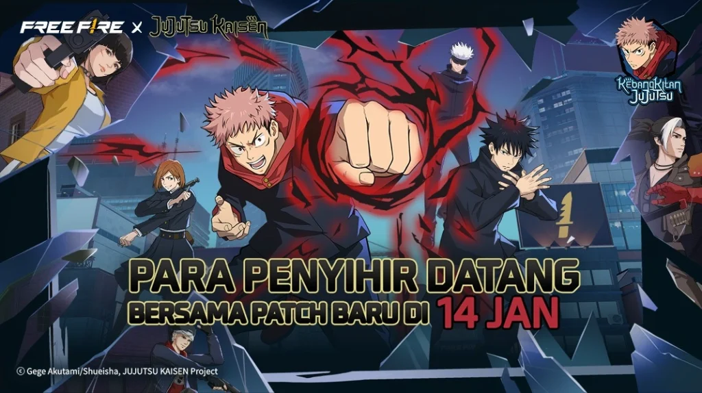 Daftar Karakter Jujutsu Kaisen yang Akan Hadir di Free Fire Januari 2026 (garena)