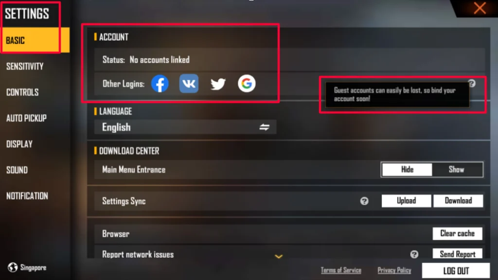FF login account